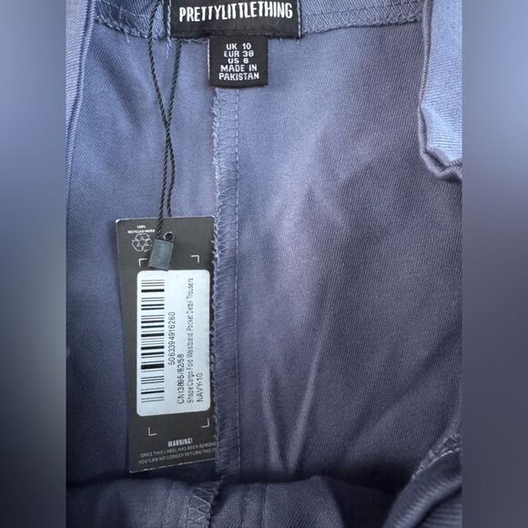 NWT PrettyLittleThing Womens Cargo Fold Waistband Trouser Pants Blue Size 6 - Picture 5 of 6